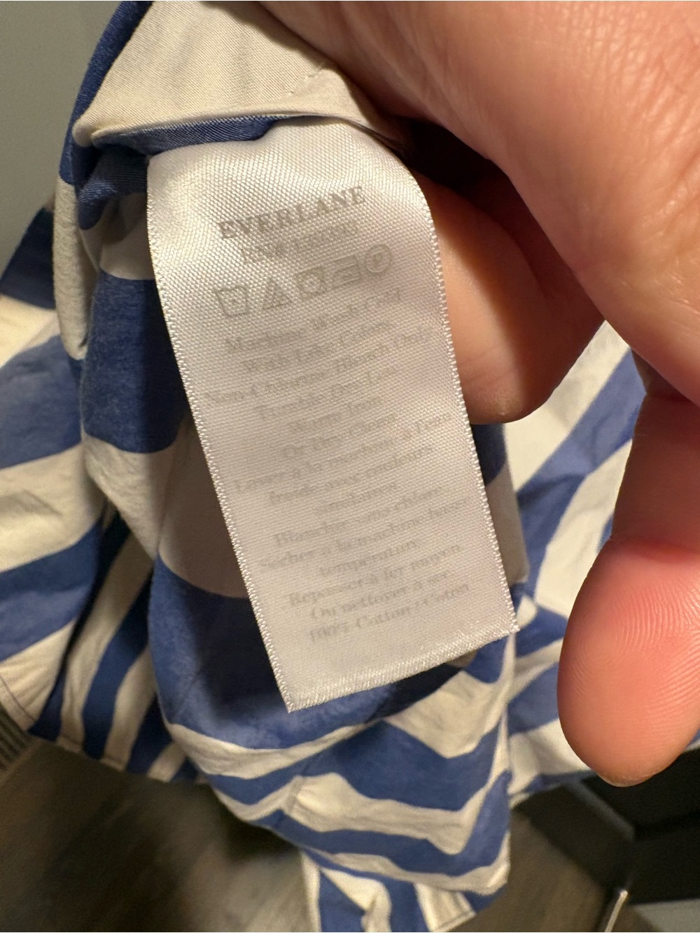 Everlane Blue White Striped poplin maxi caftan with pleats nwt m has pockets - Picture 9 of 13